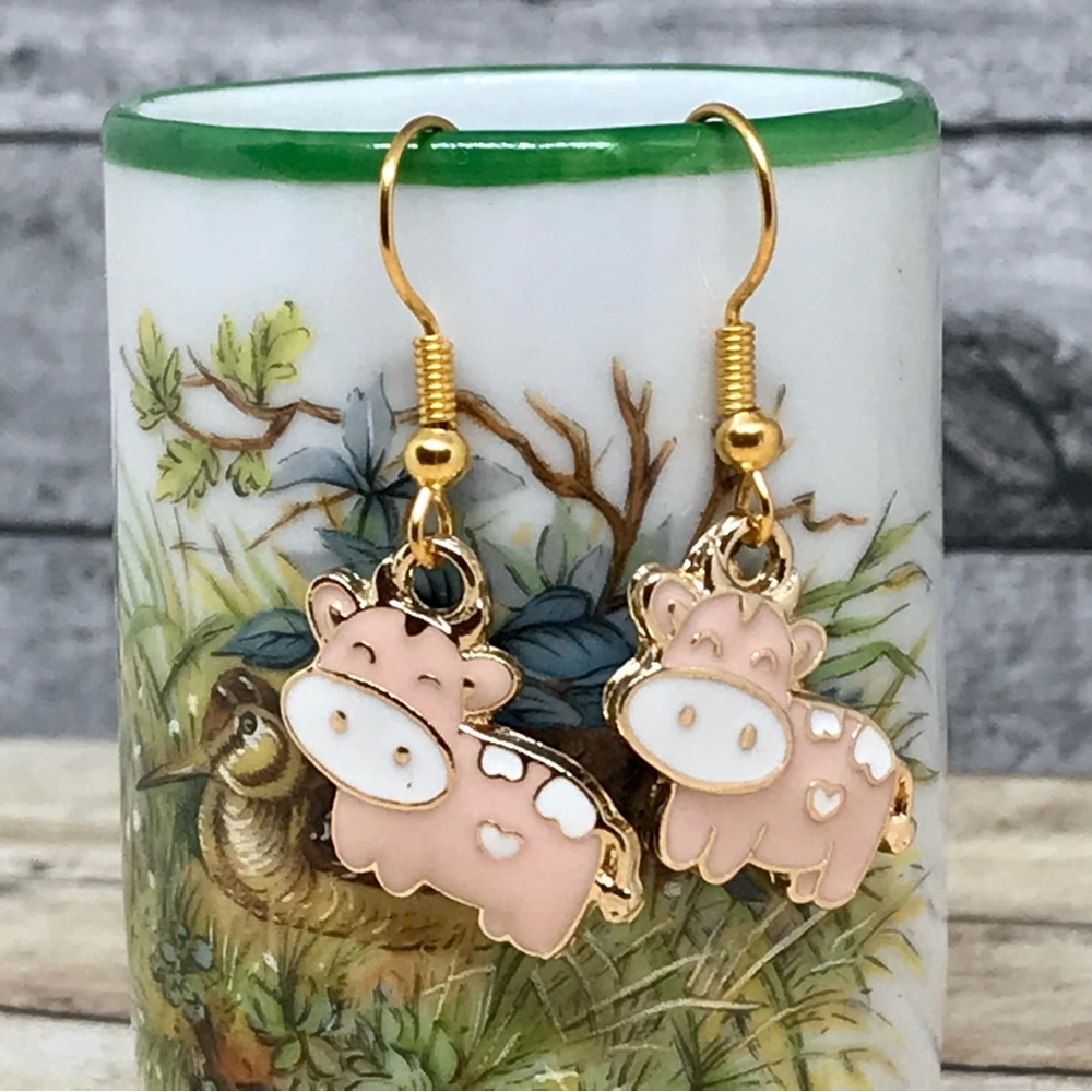 Cow Farm Animal Hook Earrings